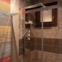 ducha completa en apartamento rural con jardin en llanes